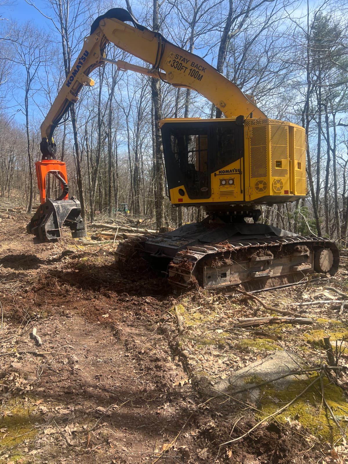 Komatsu XT445L feller buncher during a selective timber harvest in New York