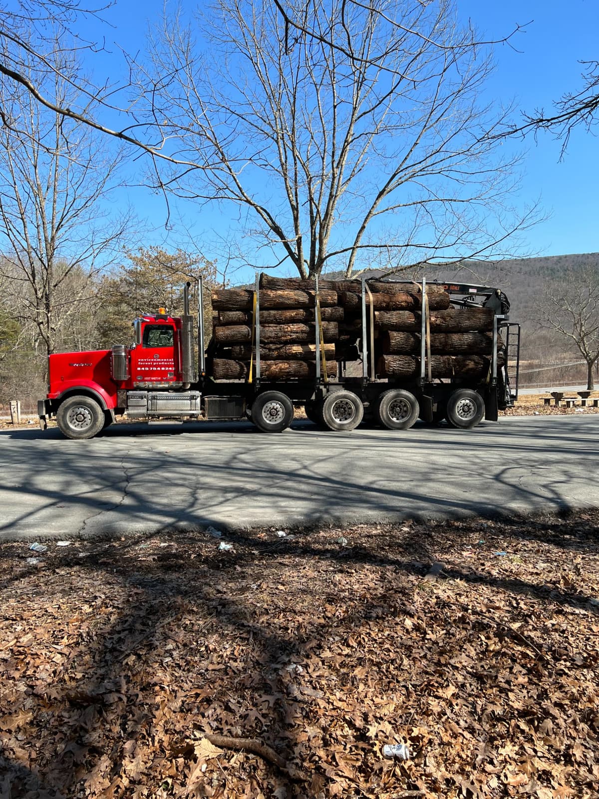 Log truck hauling premium hardwood timber from Sparta, NJ